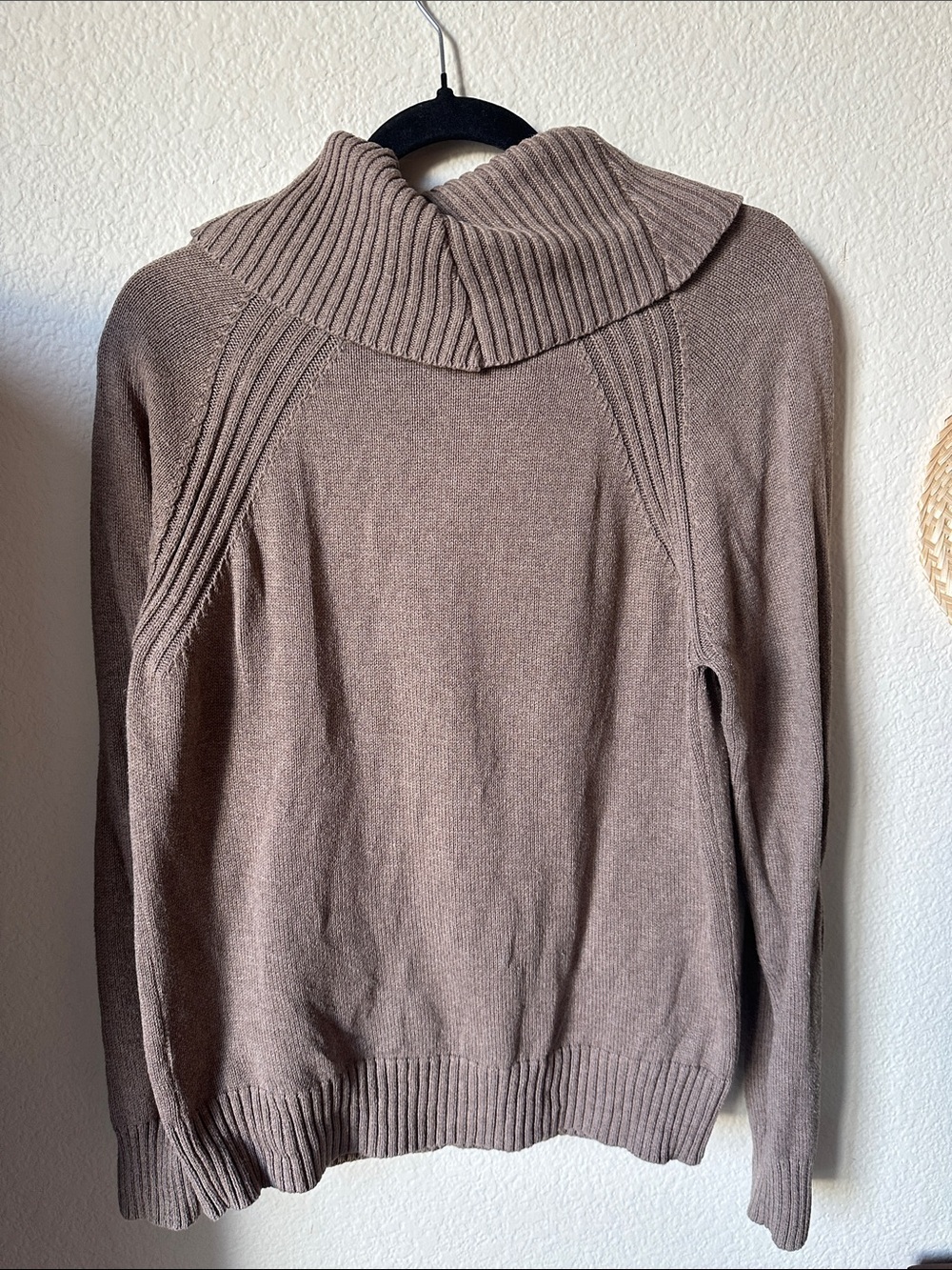 JEANNE PIERRE 100%cotton Taupe Cowl Neck Sweater - Picture 4 of 5